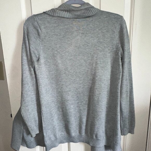 Philosophy Cowl Neck Women's Light Heathered Gray Long Sleeve Cardigan Women's M - Picture 6 of 15